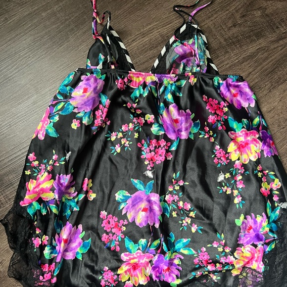 Large floral black lace stripes bow lingerie slip Victoria’s Secret slip - Picture 5 of 7